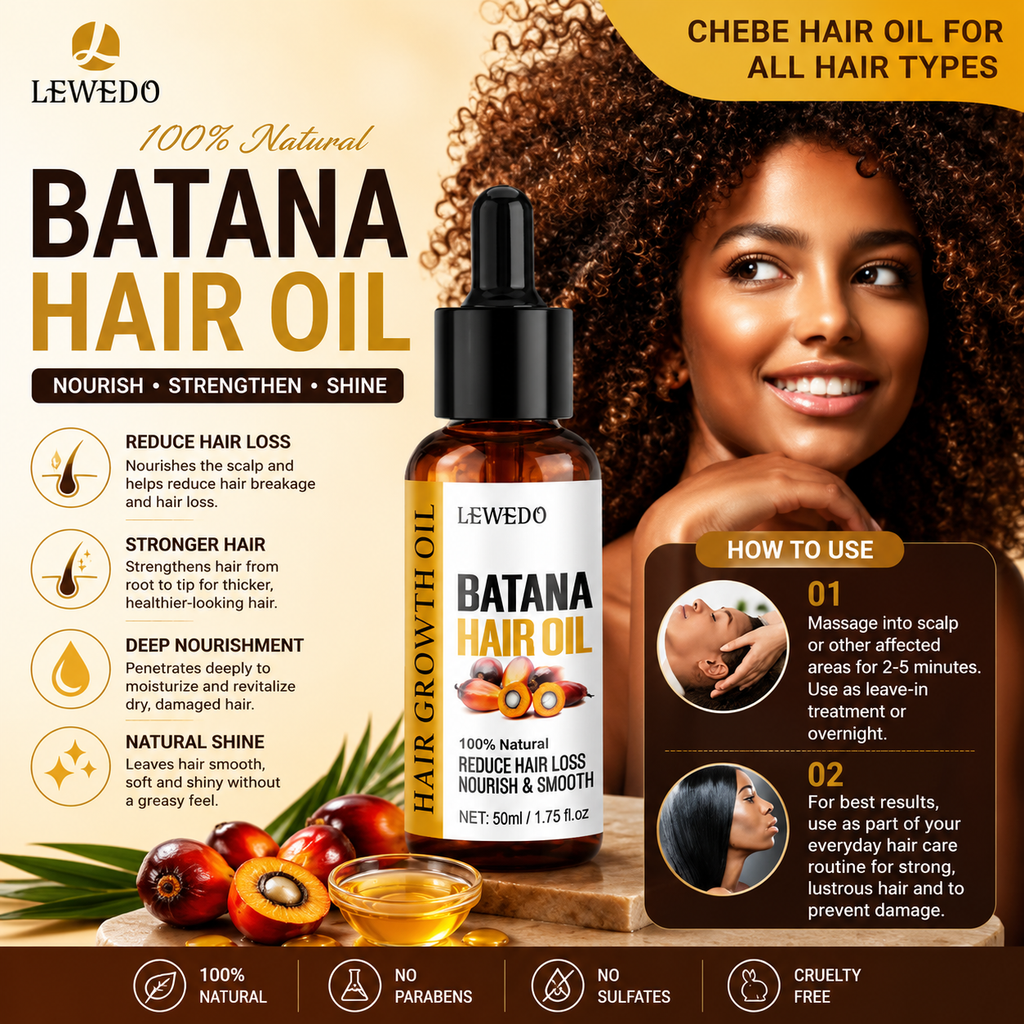 LEWEDO Batana Hair Oil – Hair Growth & Anti Hair Fall Oil with Rosemary & Castor Oil