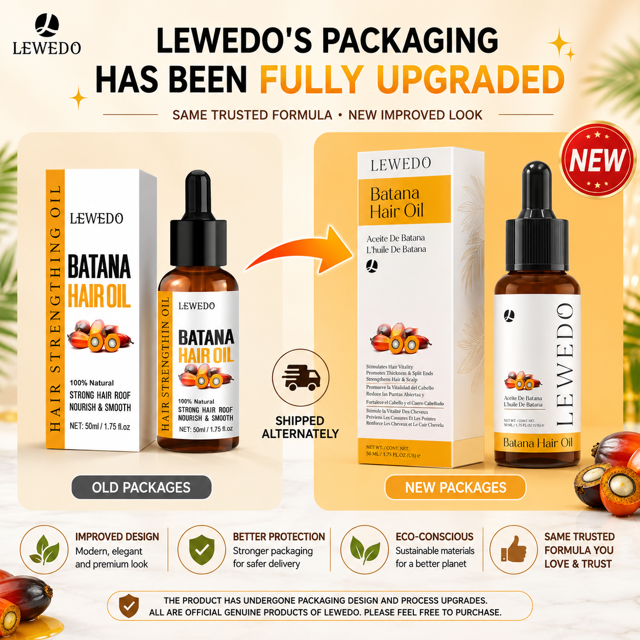 LEWEDO Batana Hair Oil – Hair Growth & Anti Hair Fall Oil with Rosemary & Castor Oil