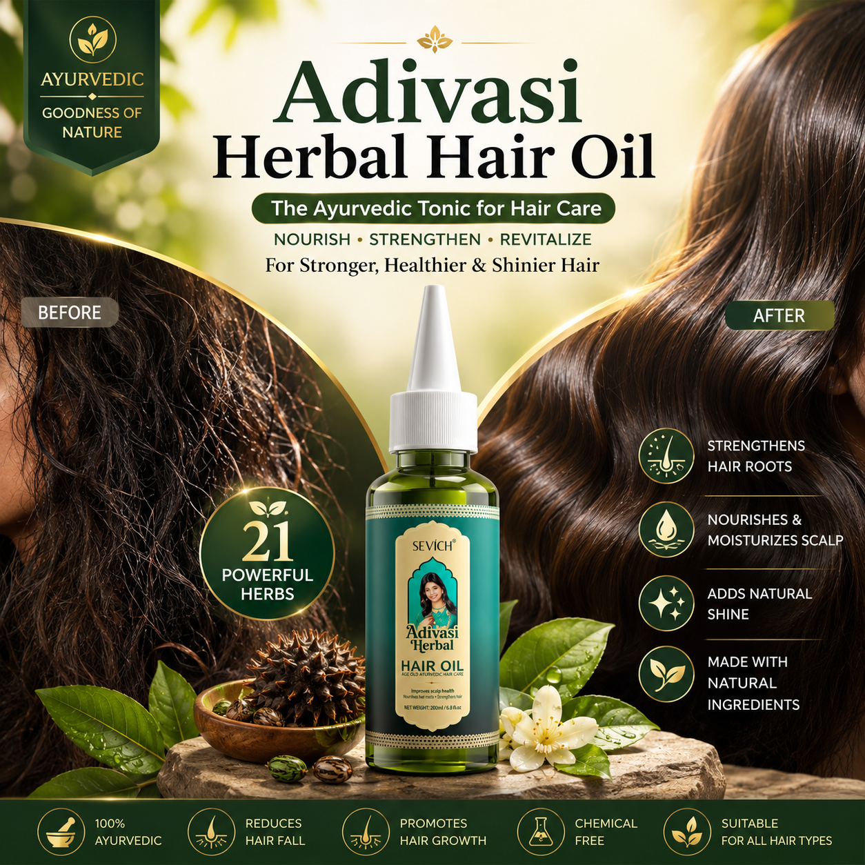 Adivasi Ayurvedic Hair Oil – For Stronger, Thicker & Healthier Hair